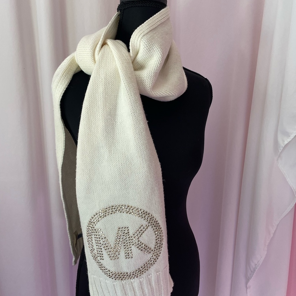 Michael Kors Ivory Knit Scarf with Logo